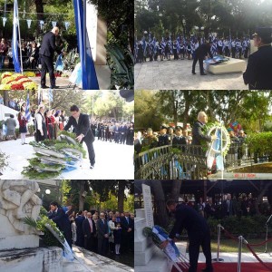 Μνημείο Αγνώστου Κατάθεση στεφάνου των εκπρόσωπων  της ΑΠΟΕΑ, Σάββα Ασλανίδη και Μιχάλη Φιλιππίδη